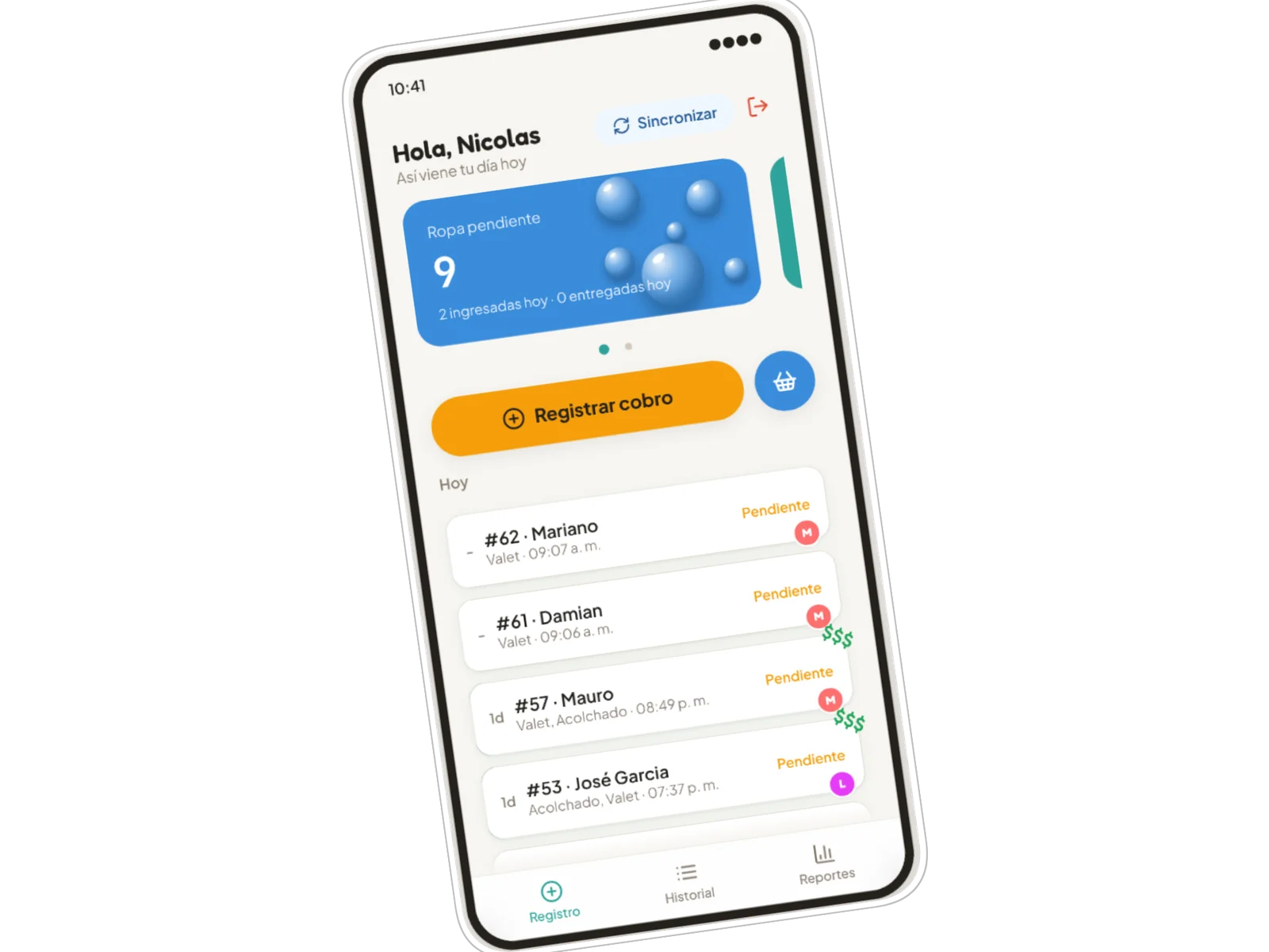 App Washlab - Inicio